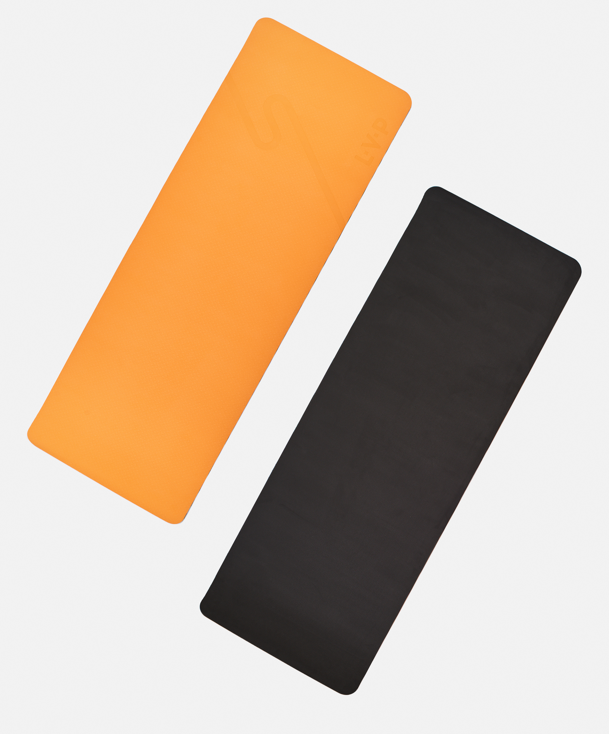 Коврик для йоги и фитнеса LVP, 183x61x0,6 см, двухслойный TPE, цвет: оранжевый, черный