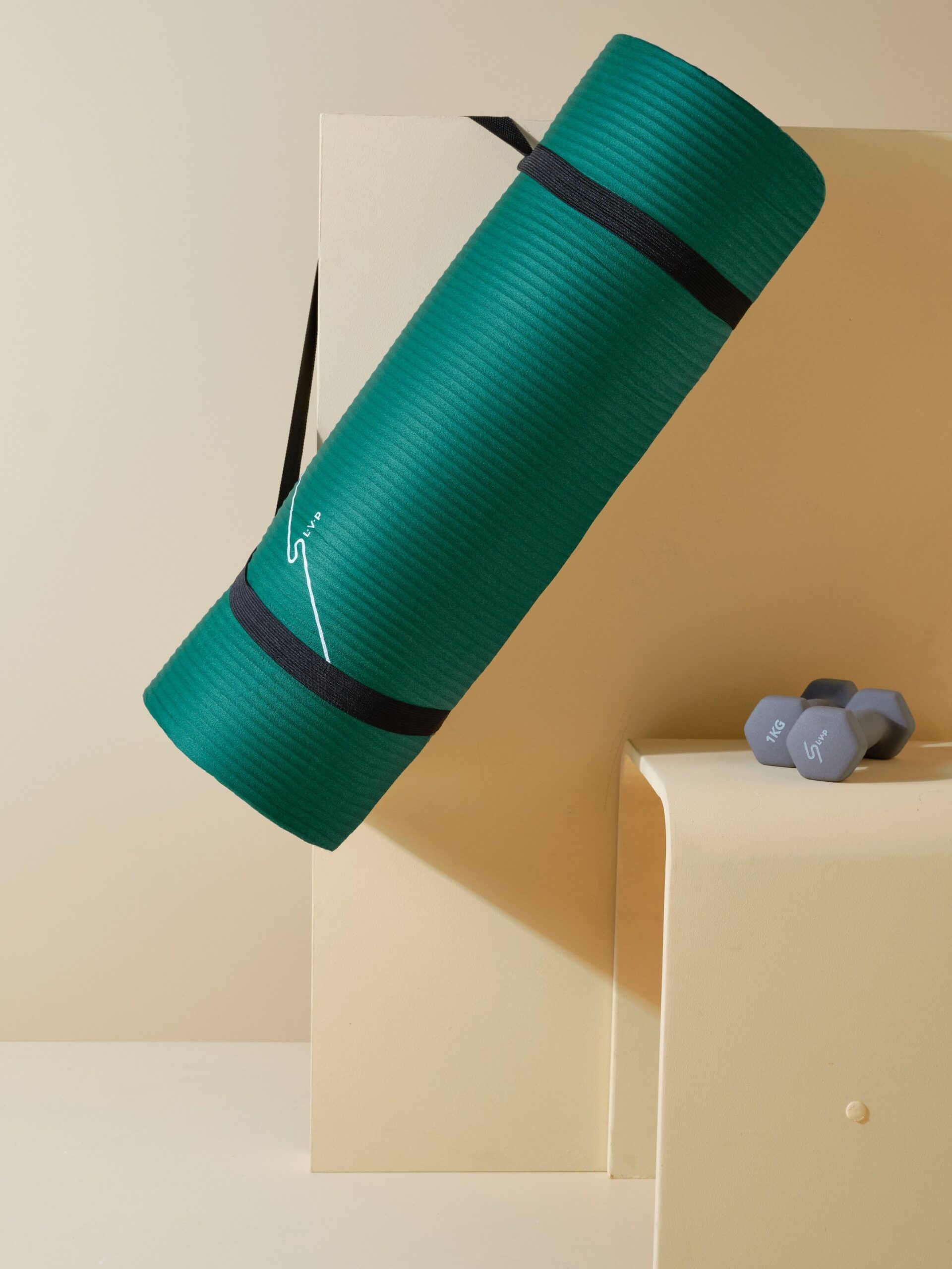 Коврик для йоги и фитнеса с чехлом 183x61x1,5 см, LVP, изумрудный