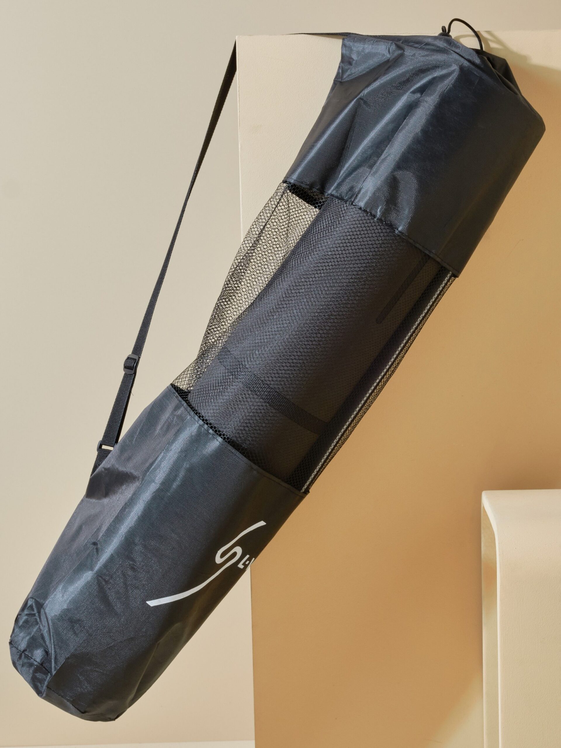 Коврик для йоги и фитнеса LVP, 183x80x0,6 см, двухслойный TPE с чехлом и ремнем, с разметкой, цвет: черный/серый