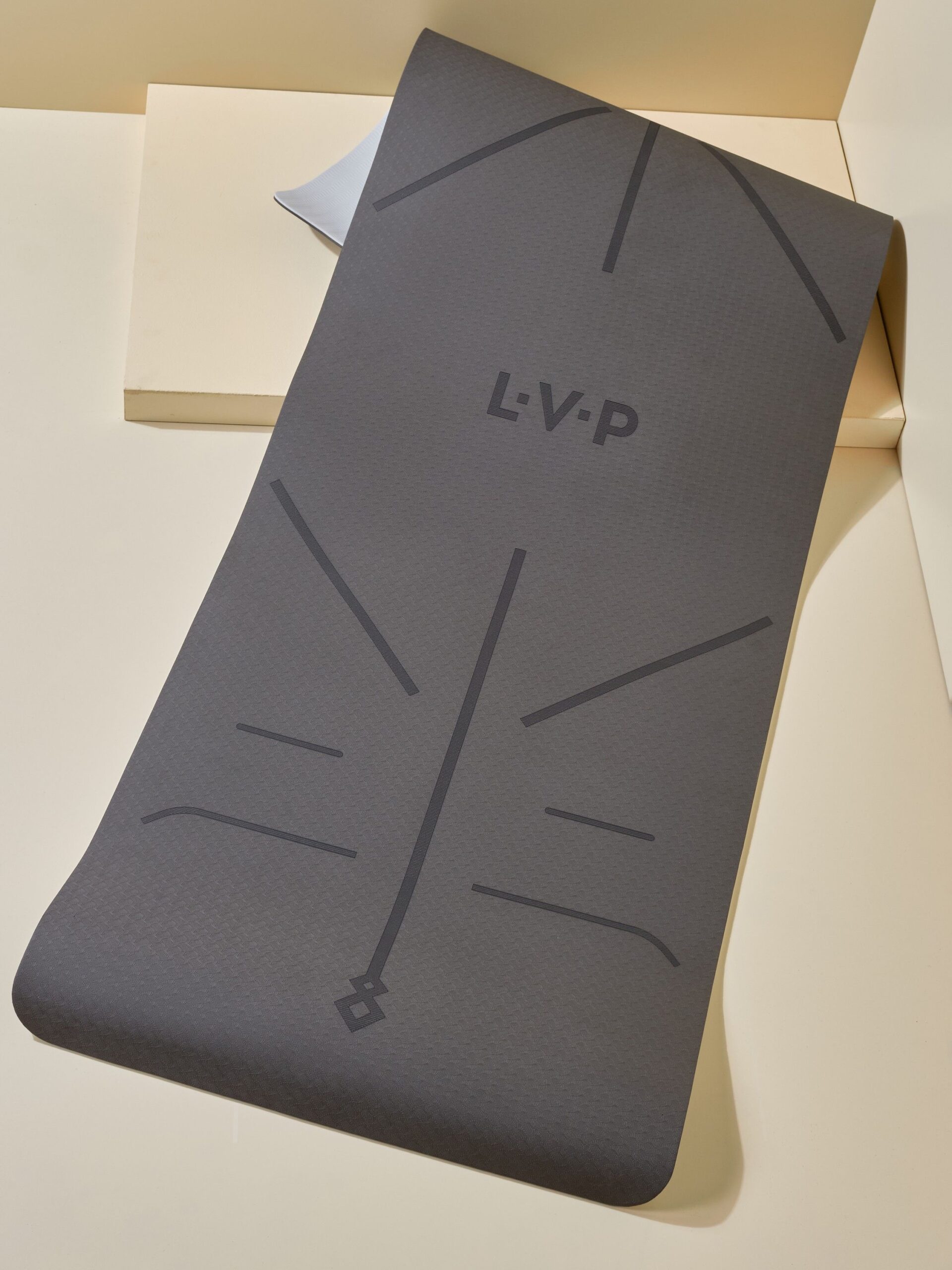 Коврик для йоги и фитнеса LVP, 183x61x0,6 см, двухслойный TPE с чехлом, с разметкой, цвет: черный/серый