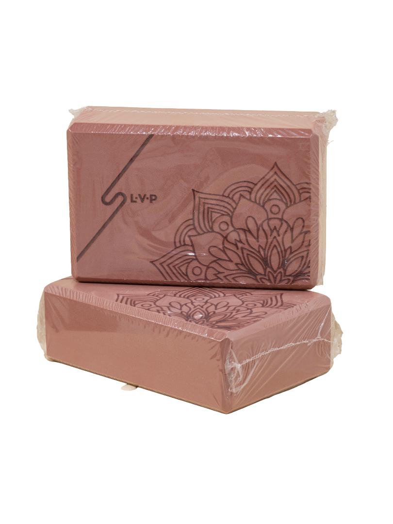 Блок для йоги: LVP с рисунком, 23х15х7.6 (2 шт.), Мокка